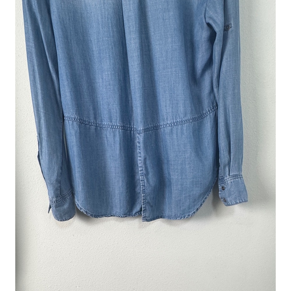 Anthro Cloth & Stone Chambray Blue Button Down Shirt Light Wash Western Rodeo M - Picture 7 of 10
